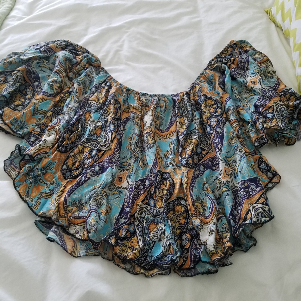 Off Shoulder Crop Flowy Top